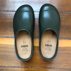 Nora olive green garden clogs